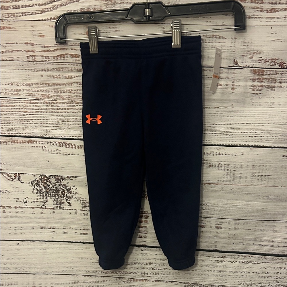 NWT Under Armour Blue Joggers with Orange Logo size 12 months